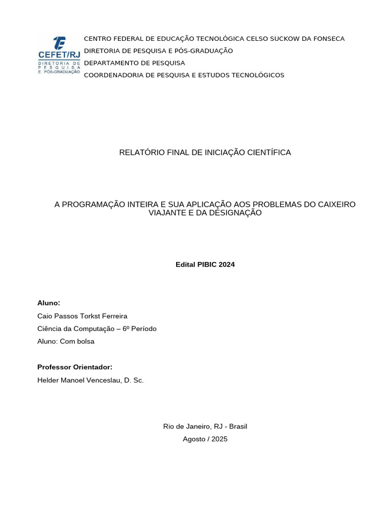 Programação Linear Inteira em TSP e PD | PDF | Programação linear ...