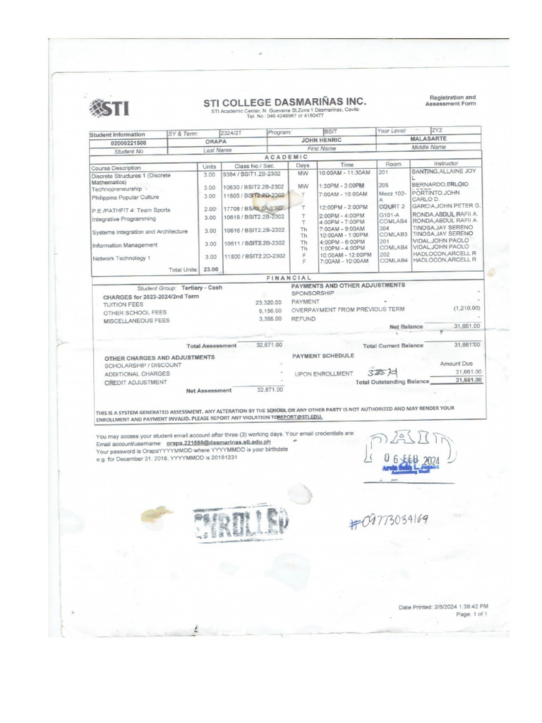 STI Registration Assessment Form | PDF