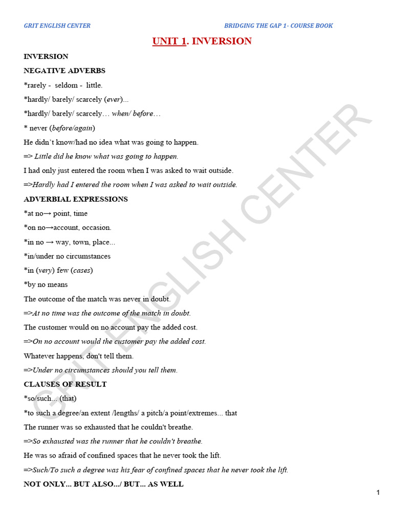Inversion Grammar Techniques for ESL | PDF