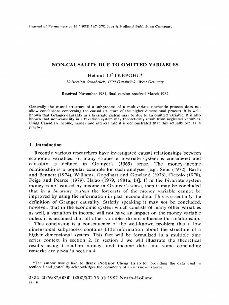 Non-Causality from Omitted Variables | PDF | Akaike Information ...