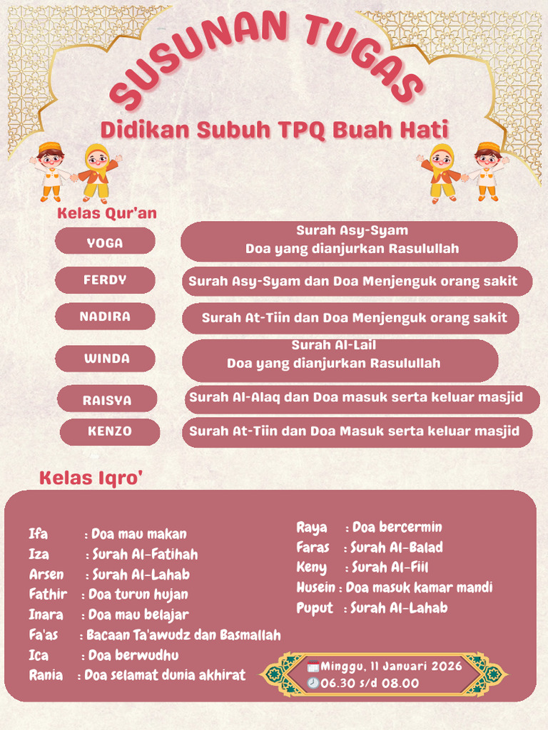 Tugas Didikan Subuh TPQ Buah Hati | PDF
