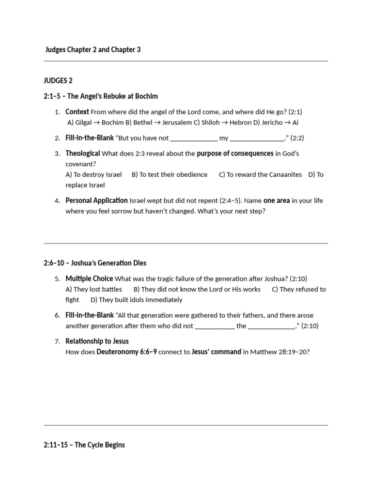 Judges Chapter 2 and Chapter 3 | PDF