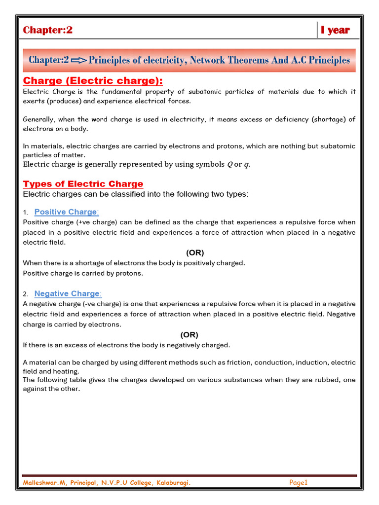Understanding Electric Charge and Current | PDF | Series And Parallel ...