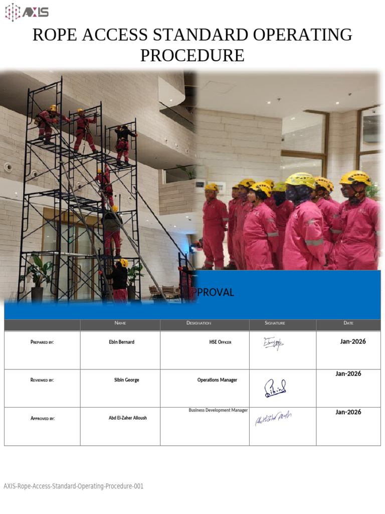 Rope Access SOP for Safety Compliance | PDF | Safety | Occupational ...