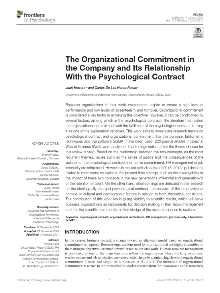 The Organizational Commitment in the Company and Its Relationship With ...