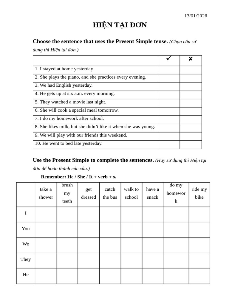 Present Simple Tense Exercises | PDF | Chess Openings | Chess Theory