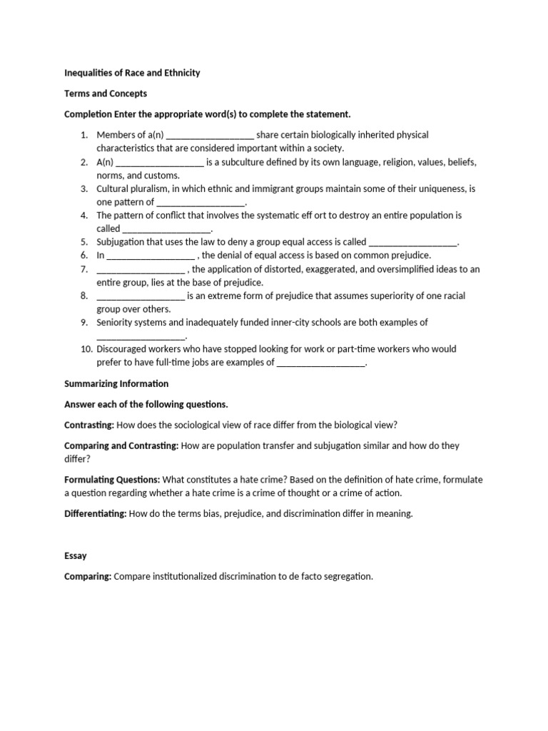 Ch 9 Inequalities of Race and Ethnicity | PDF