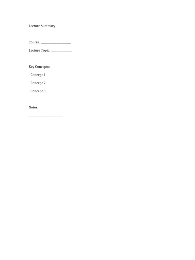 Lecture Summary | PDF