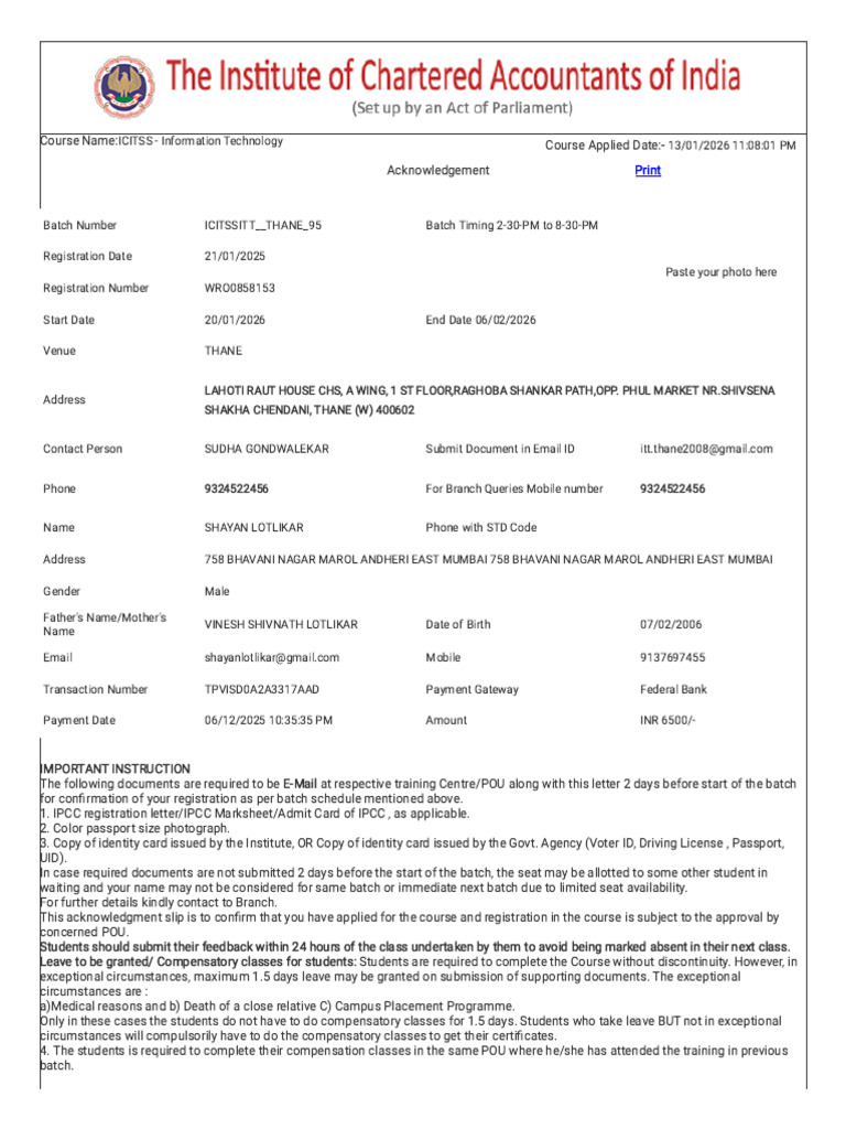 icaionlineregistration.org_OnLinePrintAcknowledgement.aspx | PDF ...