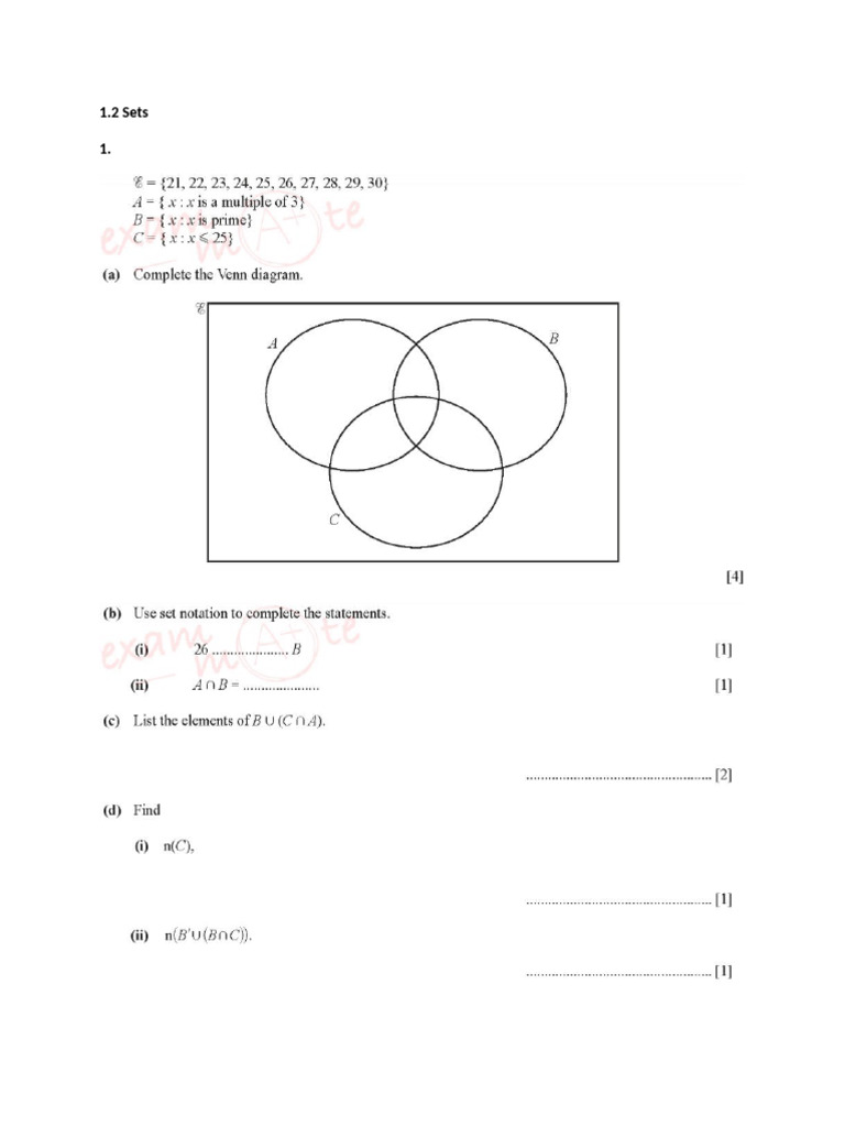 Math Concepts: Sets, Fractions, Percentages | PDF