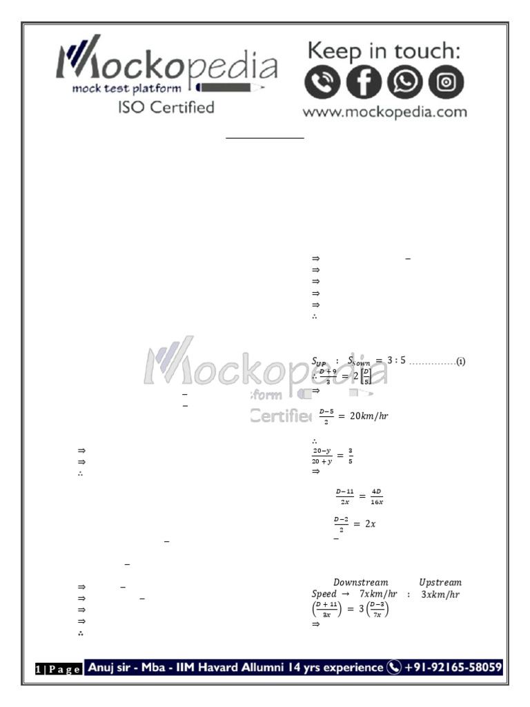 Boat Speed Calculations and Solutions | PDF | Speed