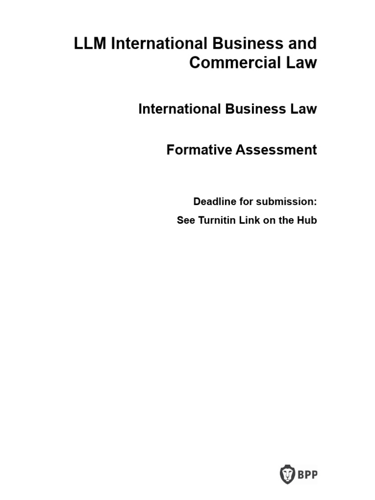 LLM IBCL International Business and Commercial Law Formative 2024 | PDF ...