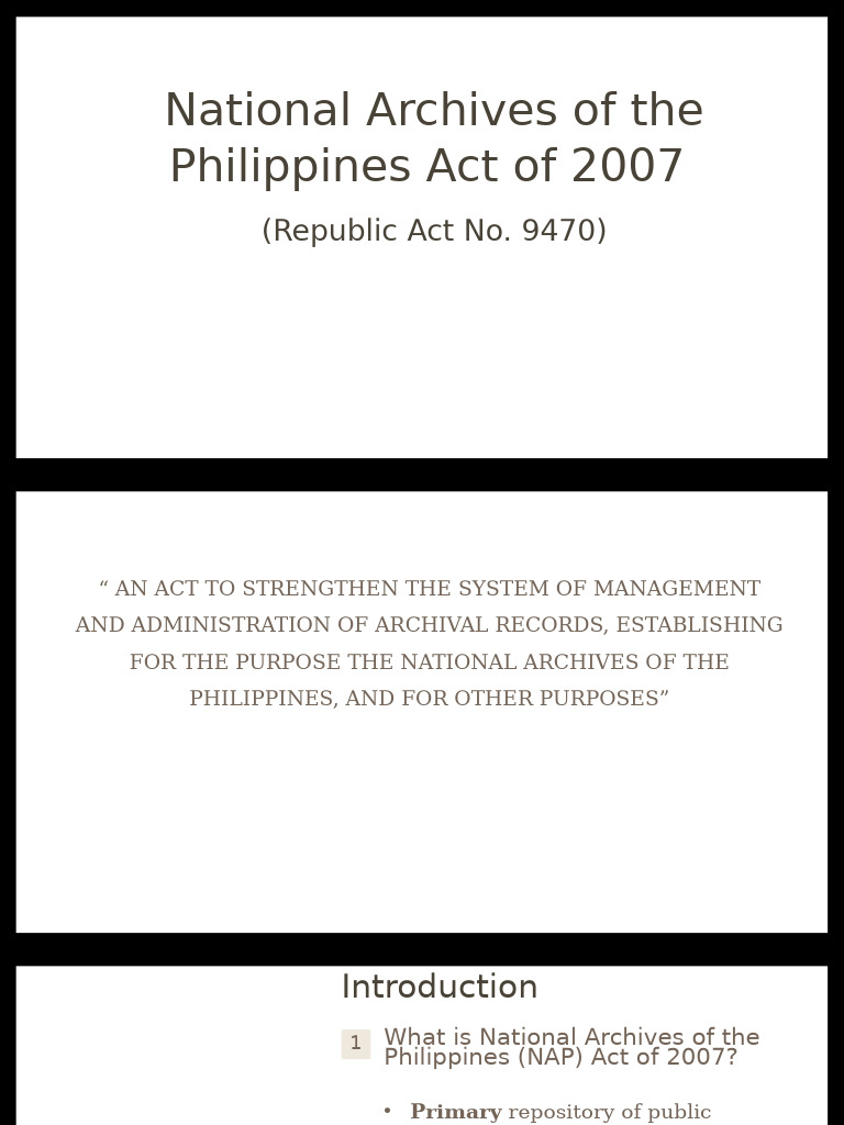 National Archives of the Philippines Act 2007 | PDF