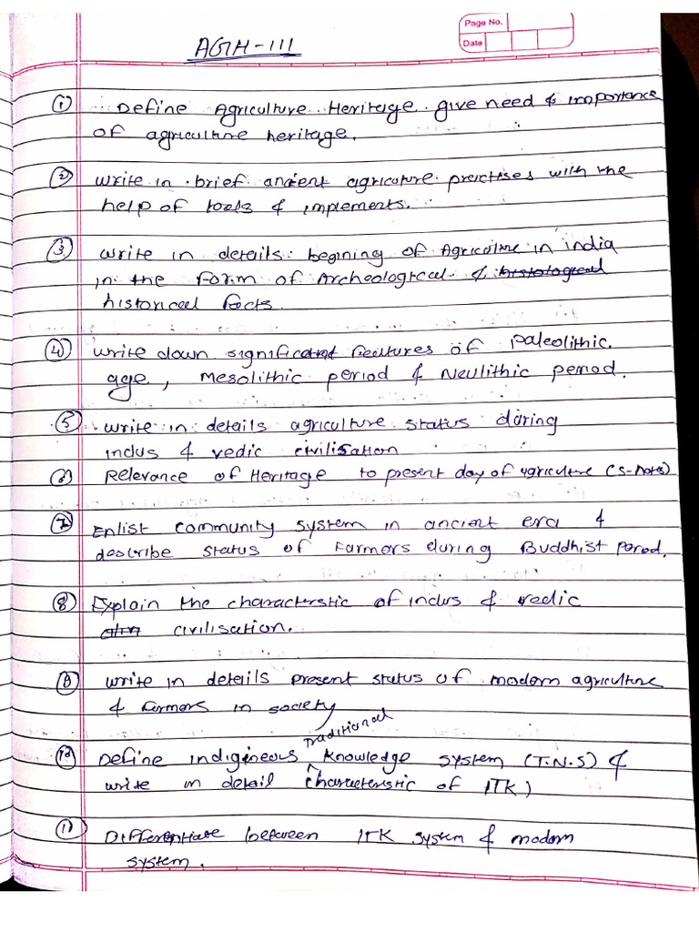 Agh 111 Question Bank | PDF