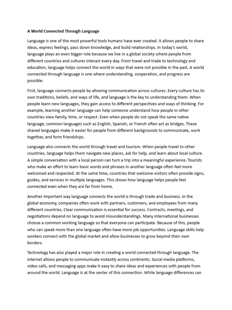 Connecting the World Through Language | PDF | Communication | Knowledge