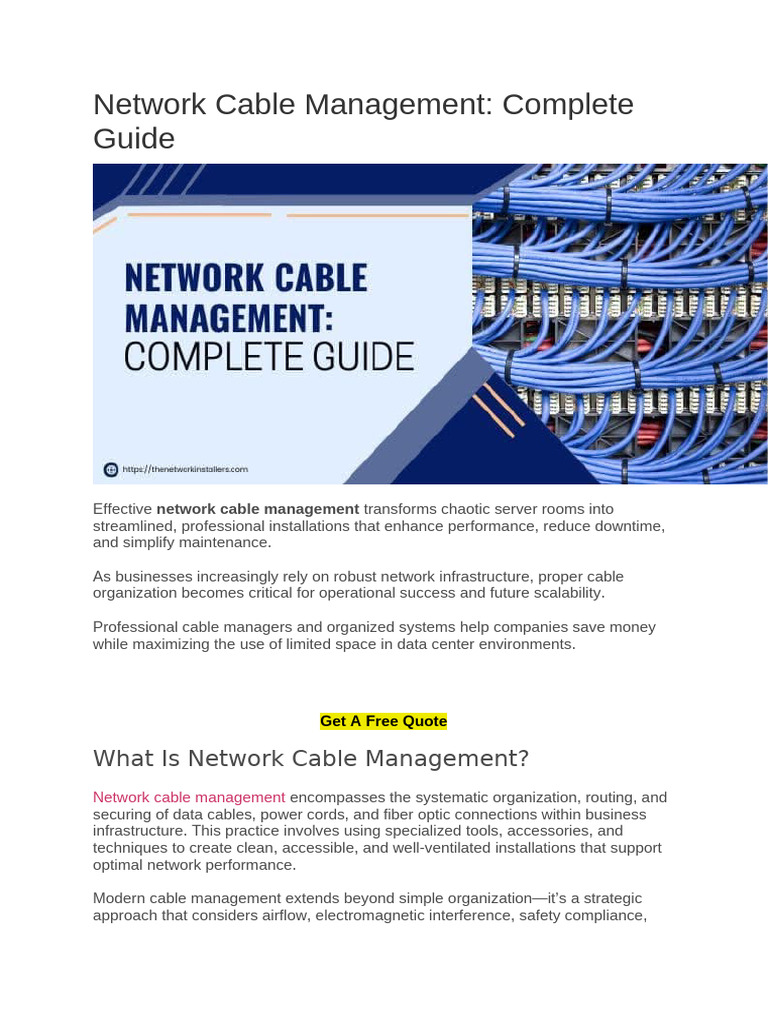 Ultimate Guide to Network Cable Management | PDF | Computer Network ...