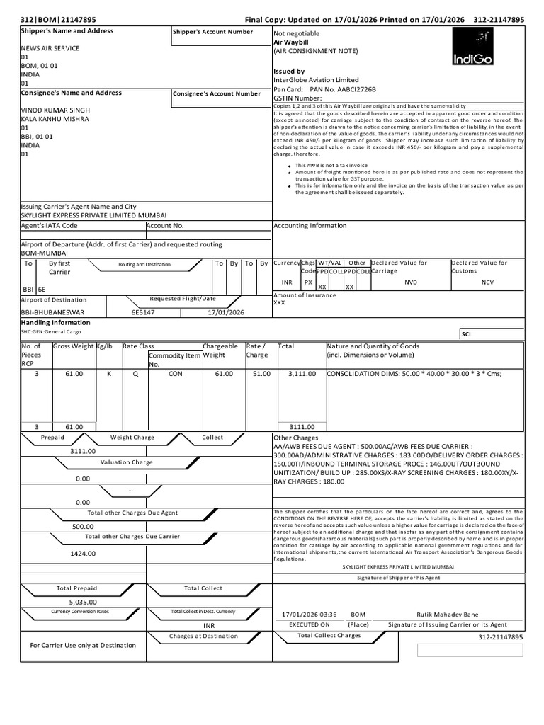 312 - BOM - 21147895 Final Copy: Updated On 17/01/2026 Printed On 17/01 ...