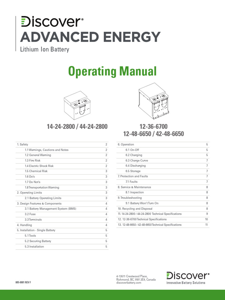 Battery Safety and Operation Manual | PDF | Battery Charger ...
