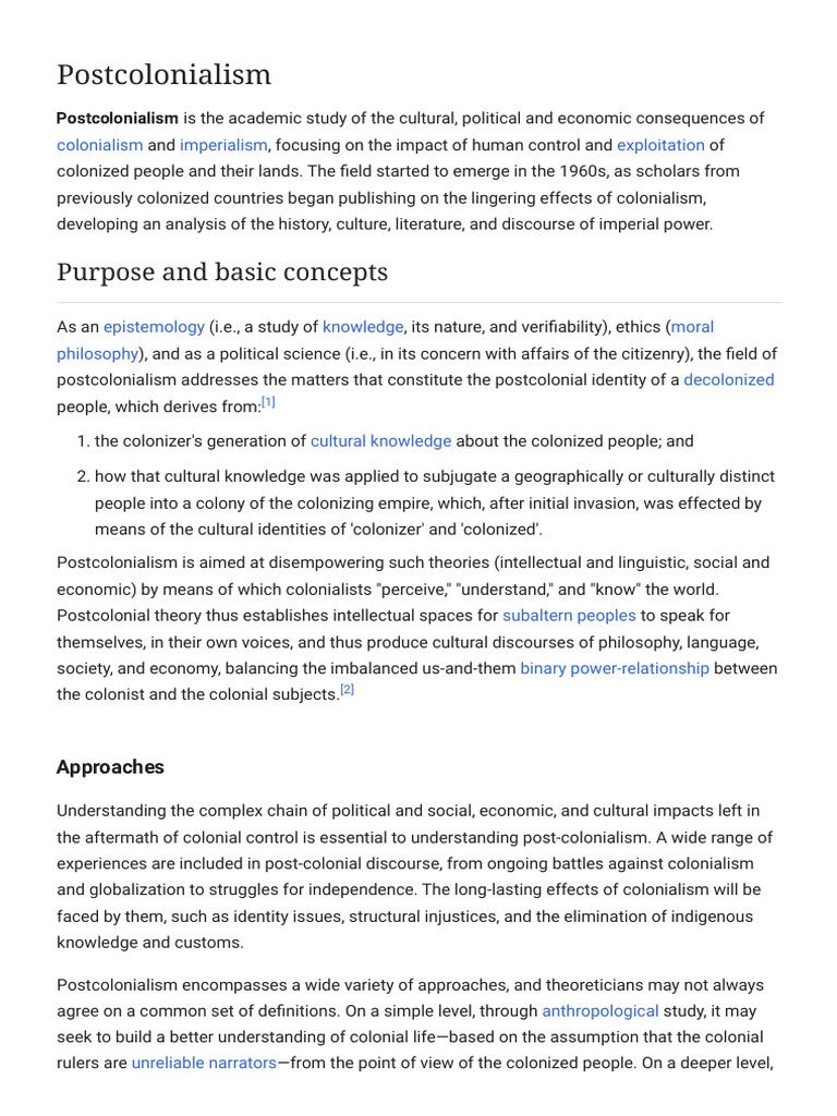 Understanding Postcolonialism's Impact | PDF | Postcolonialism ...