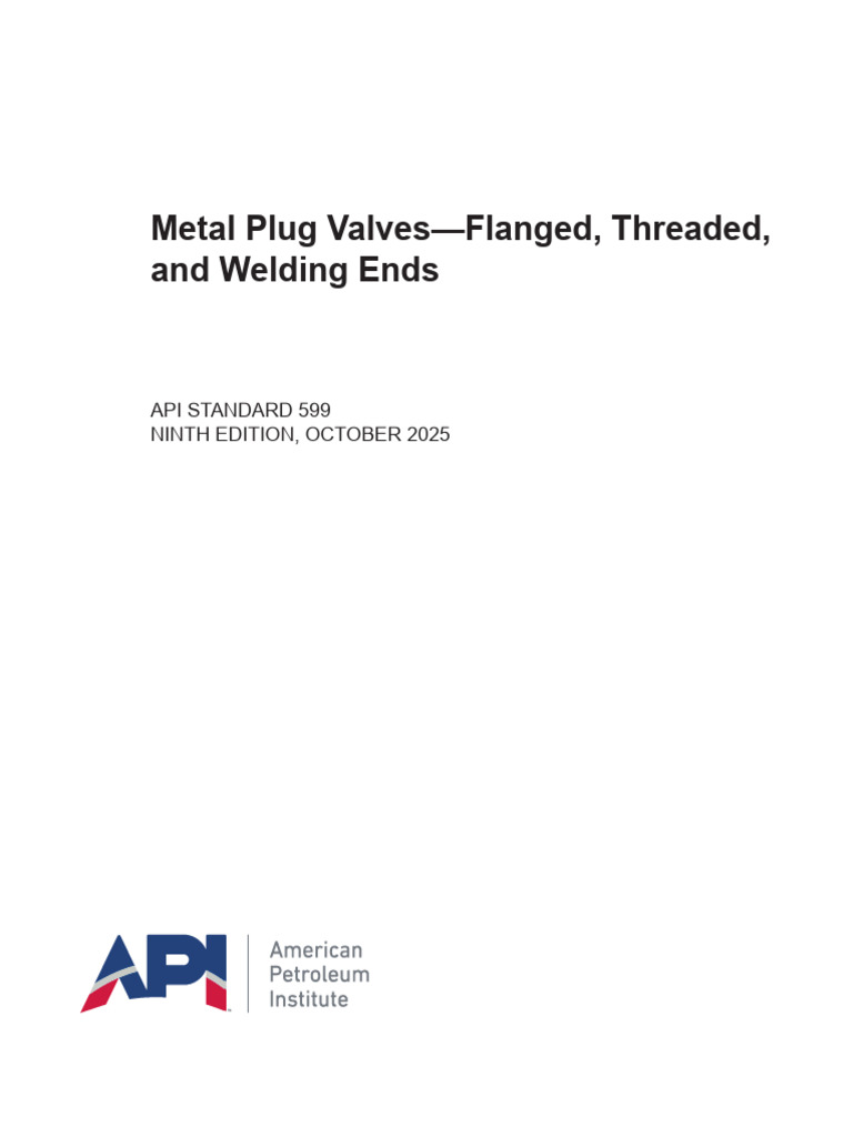Metal Plug Valves API Standard 599 | PDF | Pipe (Fluid Conveyance) | Valve