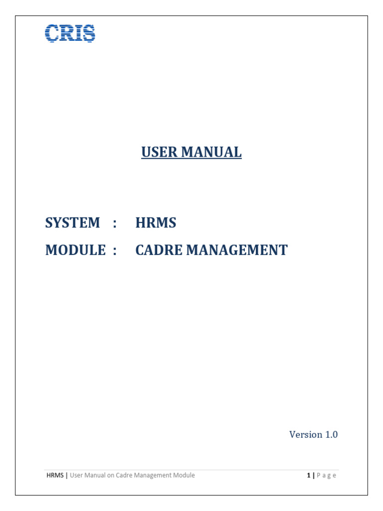 HRMS Cadre Management User Manual | PDF | Computing