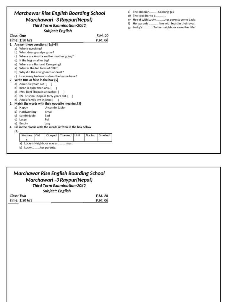 Third Term Exam 2082 | PDF