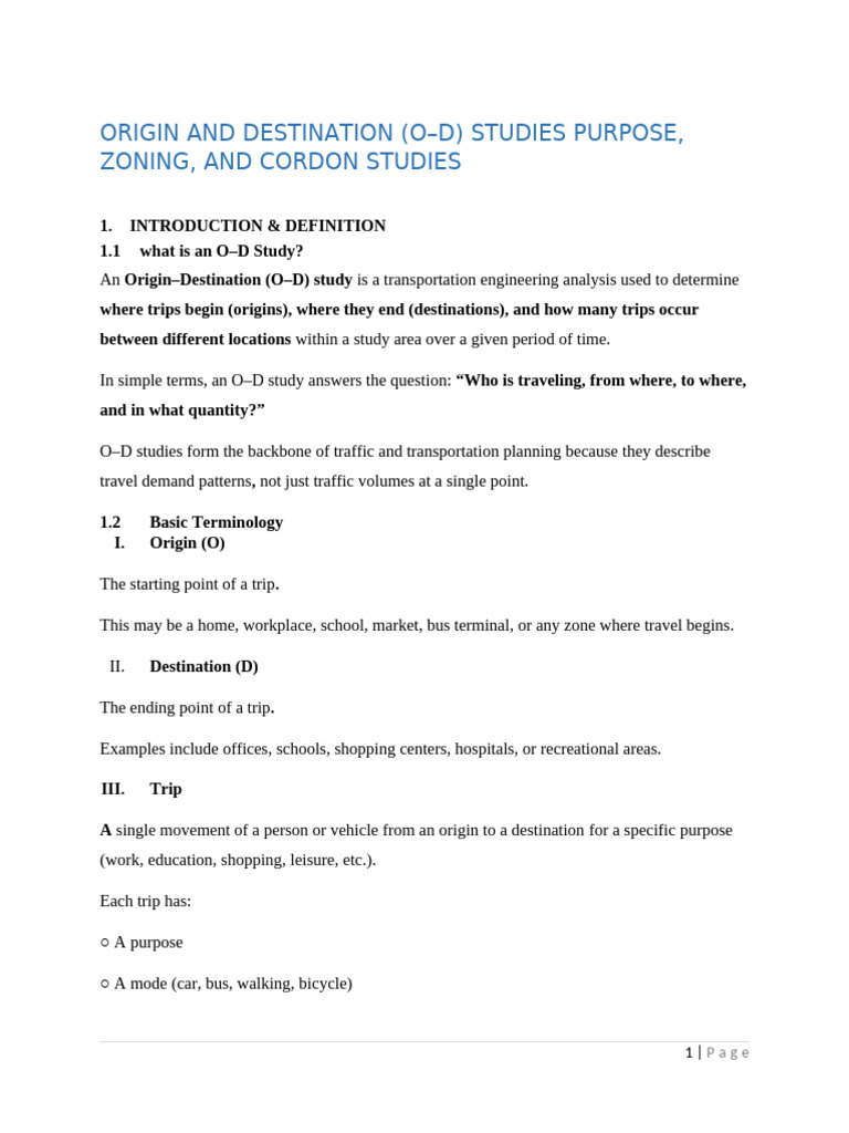 Understanding Origin-Destination Studies | PDF | Transport | Traffic ...