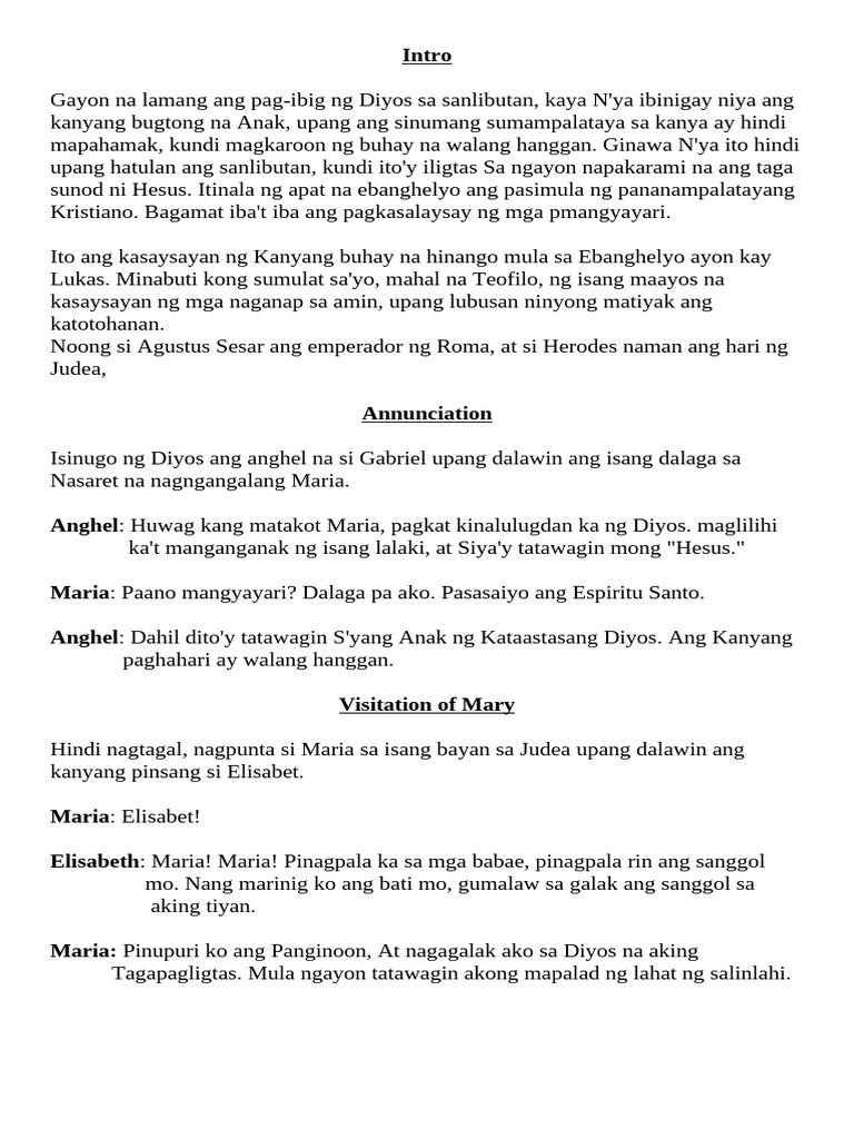 Script For Senakulo (Partial) | PDF