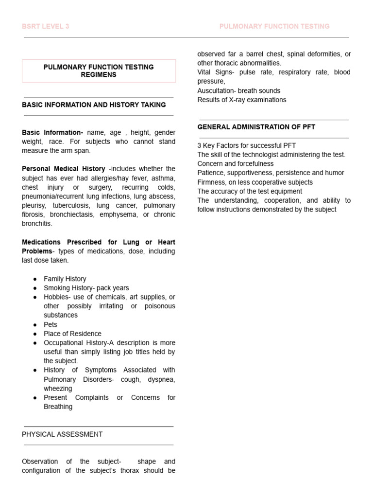 Pulmonary Function Testing Regimens | PDF | Respiratory Diseases | Lung