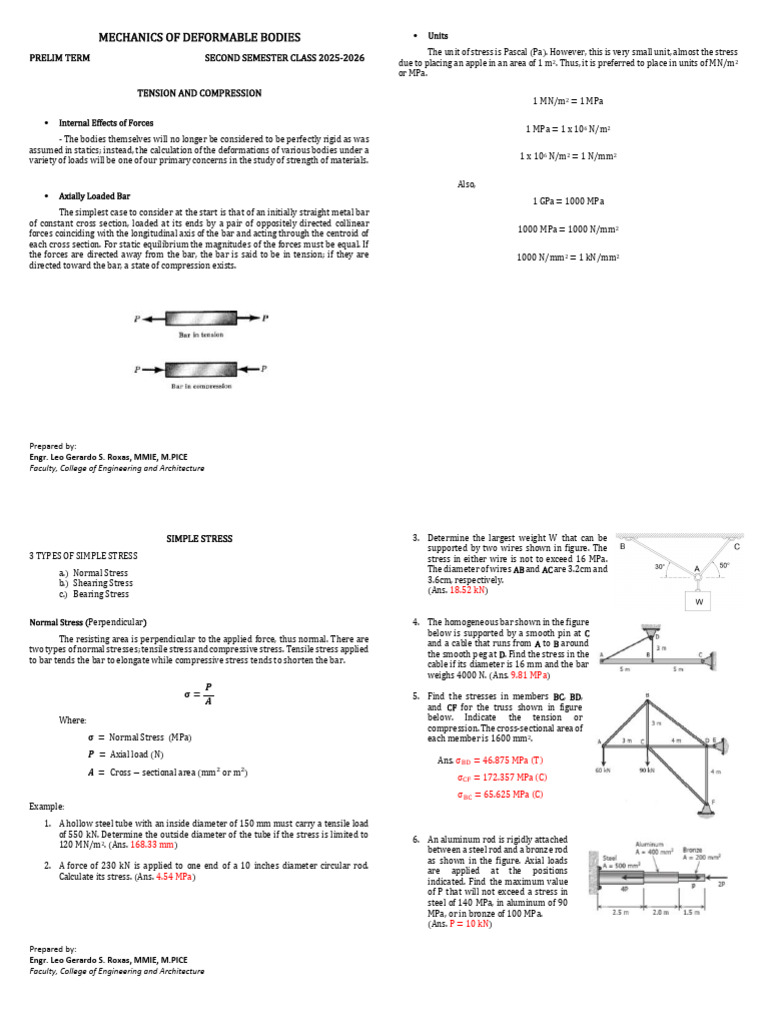 Simple Stress | PDF | Stress (Mechanics) | Strength Of Materials