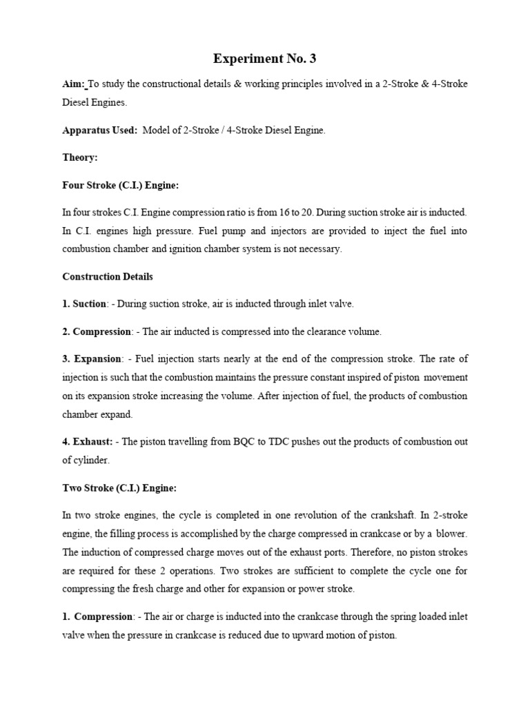 Experiment No 3 | PDF | Internal Combustion Engine | Diesel Engine