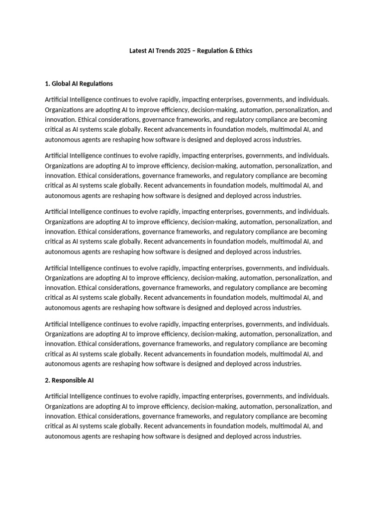 AI Trends 2025: Ethics & Regulations | PDF | Artificial Intelligence ...