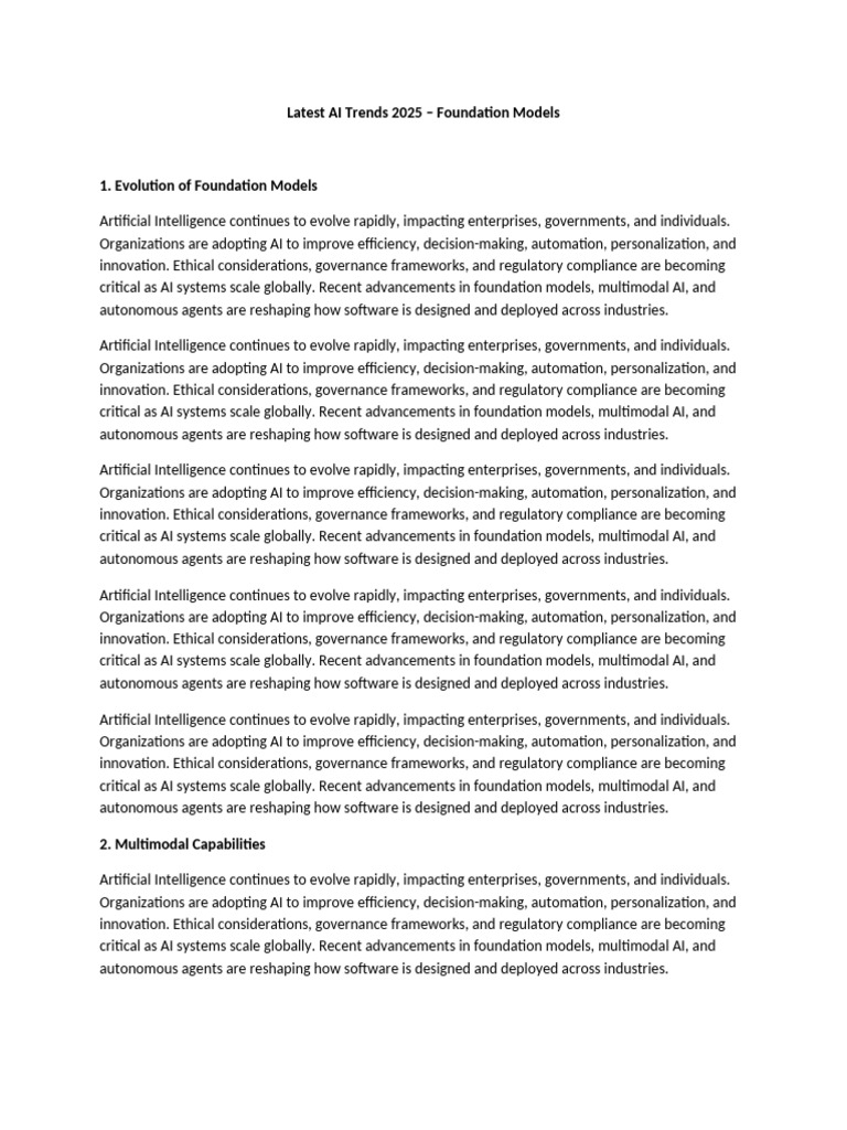 AI Foundation Models Trends 2025 | PDF | Artificial Intelligence ...