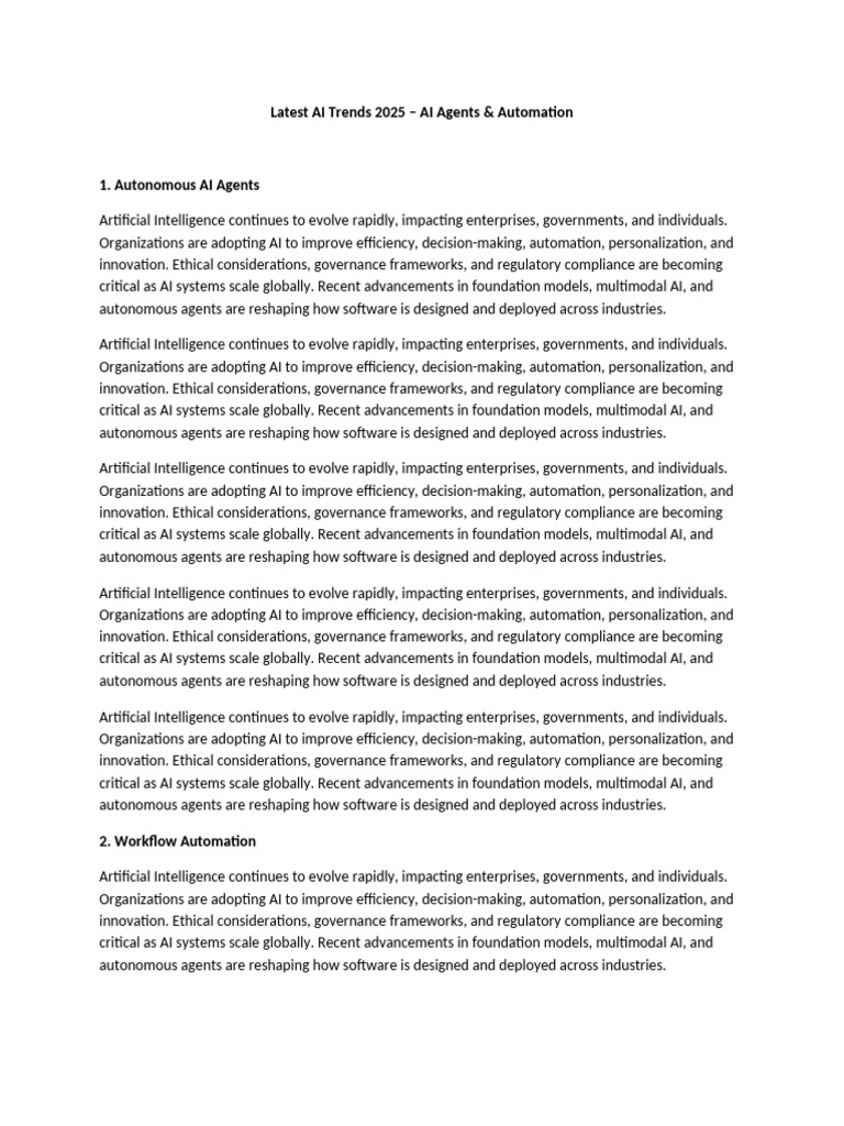 AI Trends 2025: Agents & Automation Insights | PDF | Artificial ...