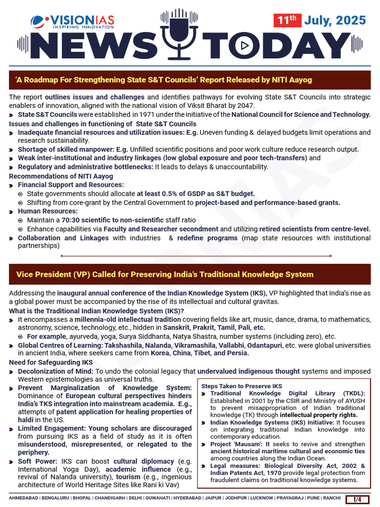 VisionIAS Daily Current Affairs 11 July 2025 | PDF | World Trade ...