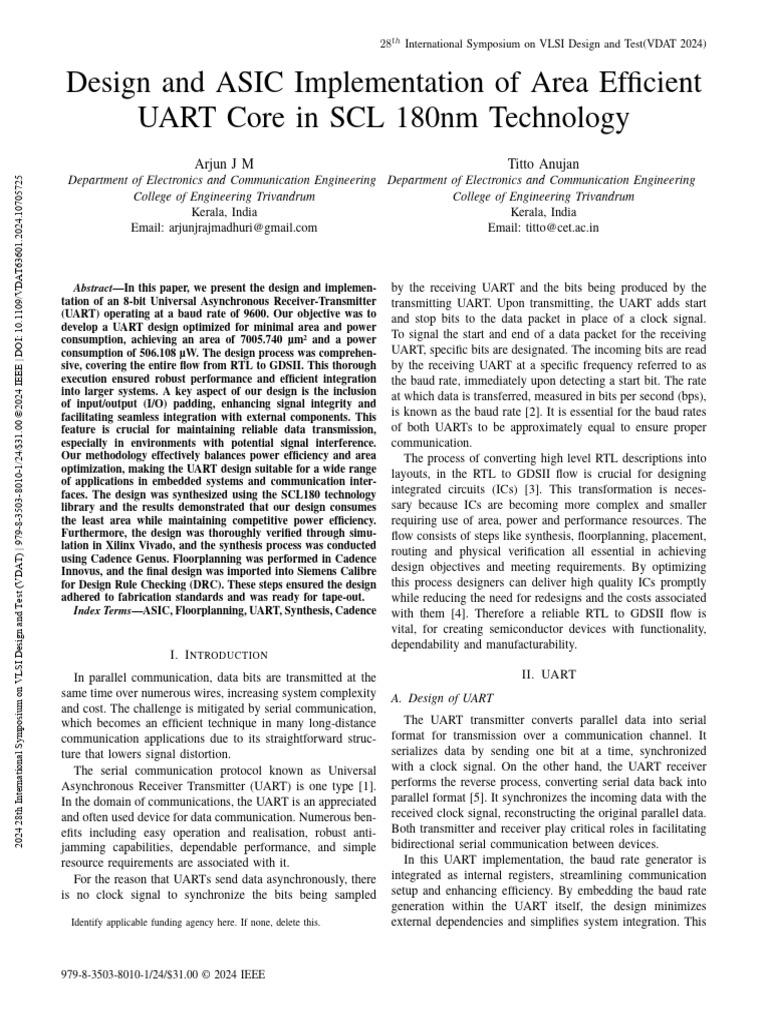 Area-Efficient UART Design in 180nm | PDF | Hardware Description ...