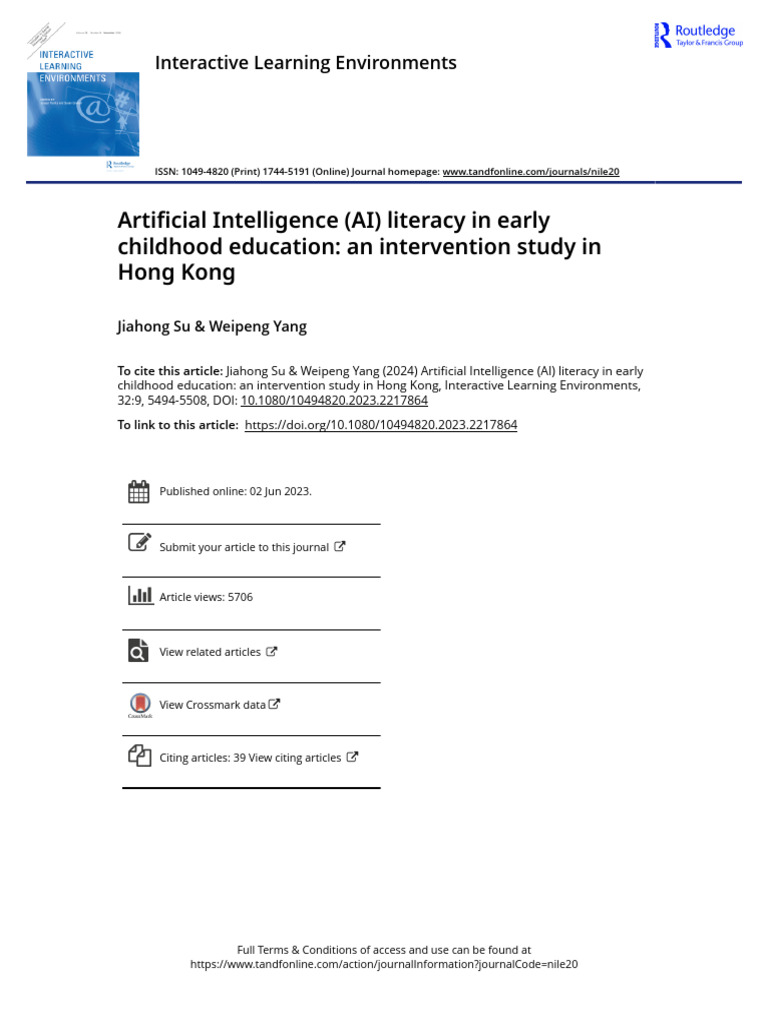 AI Literacy in Early Childhood Education | PDF | Artificial ...