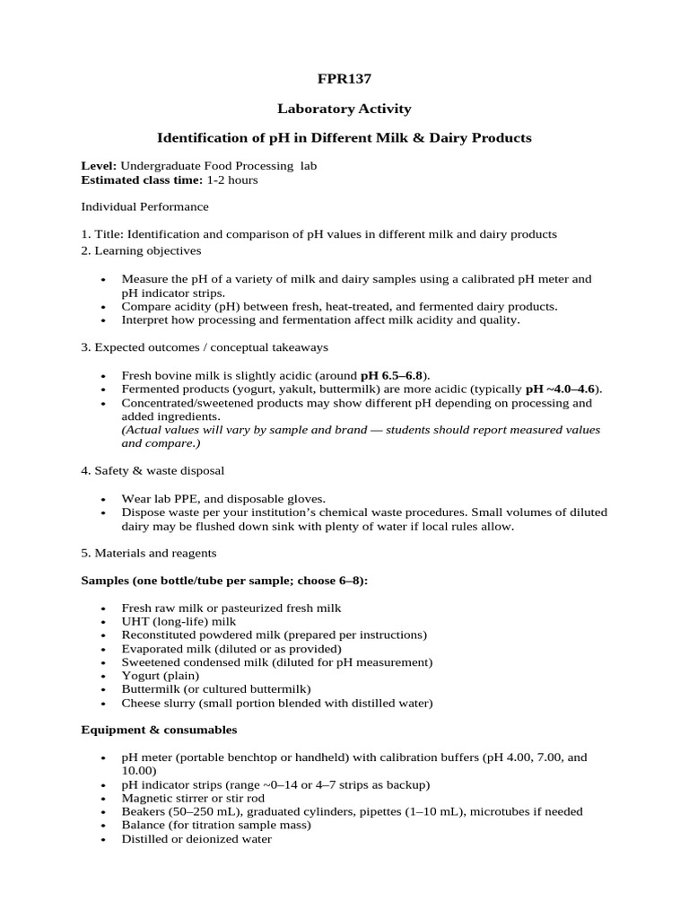Fpr137 Lab. Ph | PDF | Ph | Milk