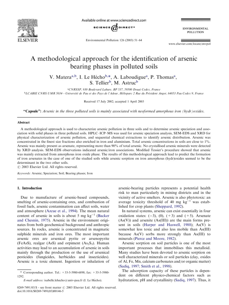 Arsenic Phase Identification in Polluted Soils | PDF | Arsenic ...