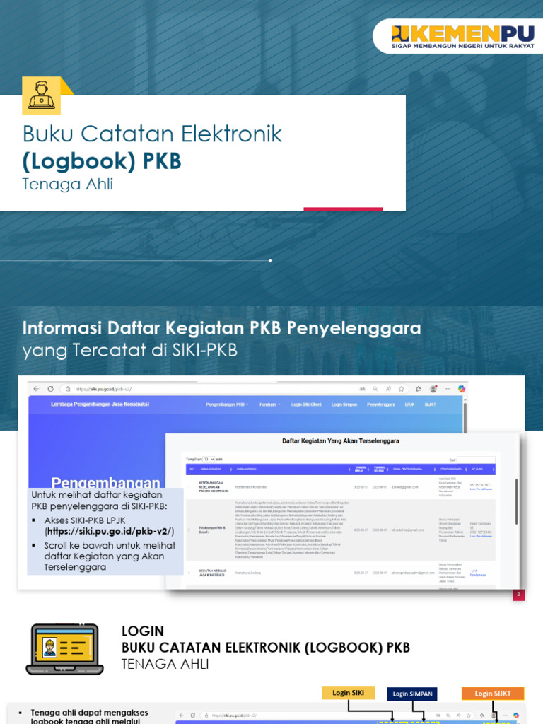 Panduan Login dan Catatan PKB Tenaga Ahli | PDF