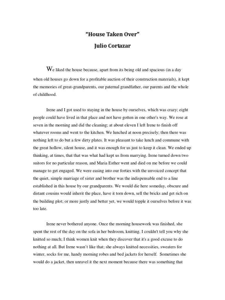 House Taken Over by Julio Cortazar PDF Knitting Architectural Elements