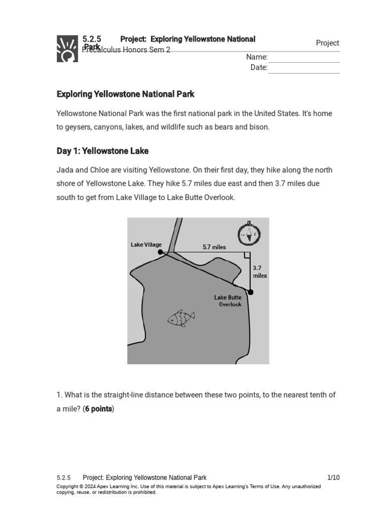 5.2.5 Project - Exploring Yellowstone National Park (Project) | PDF ...