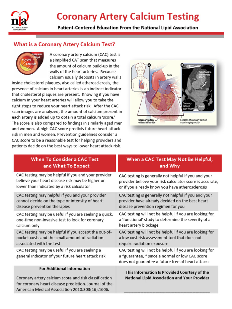 Coronary Artery Calcium Testing | PDF | Atheroma | Heart