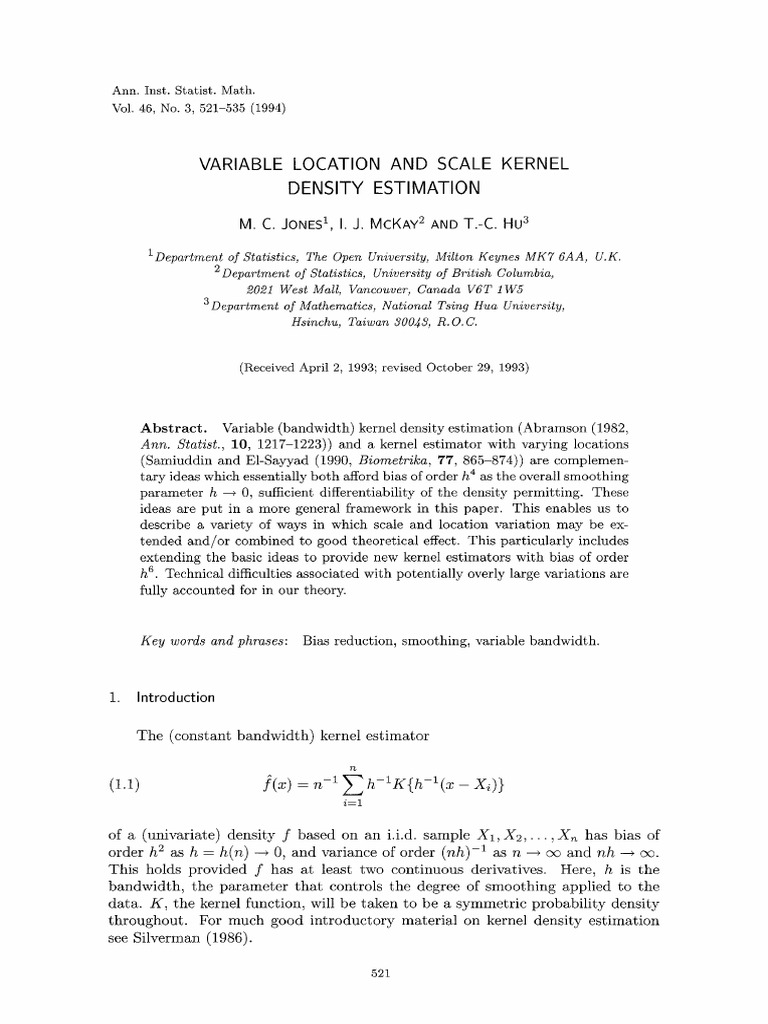 Variable Kernel Density Estimation Techniques | PDF | Probability ...
