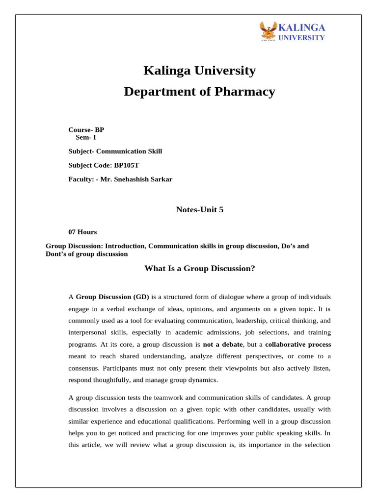 Group Discussion Skills and Importance | PDF | Body Language ...