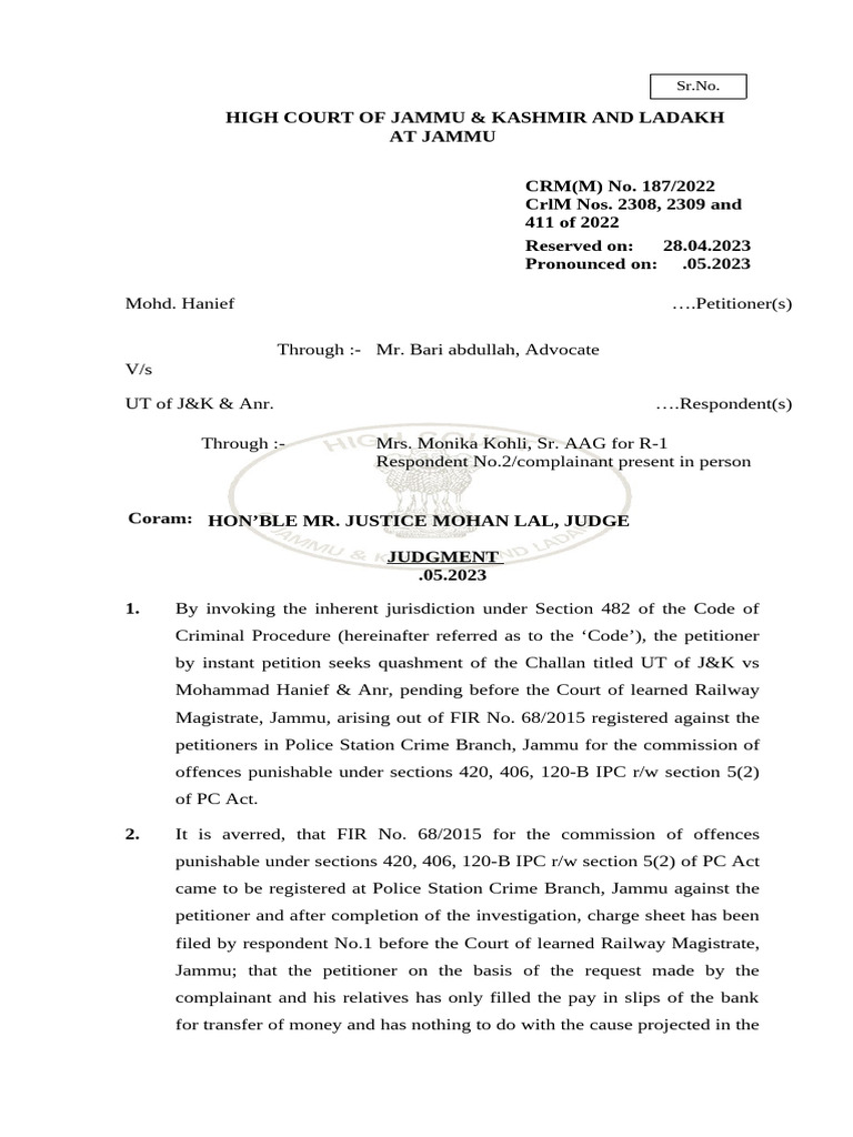 CRM(M) 187 of 2023(Compromise Mohd. Hanief) | PDF | Crimes | Crime ...