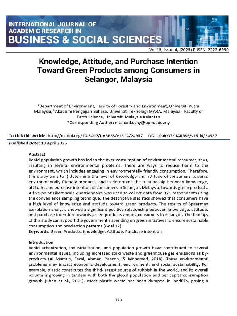 Consumer Attitudes Toward Green Products | PDF | Attitude (Psychology ...