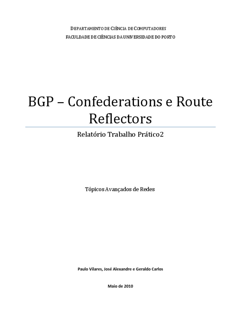 BGP - Confederations e Route Reflectors | PDF | Roteamento | Redes de ...