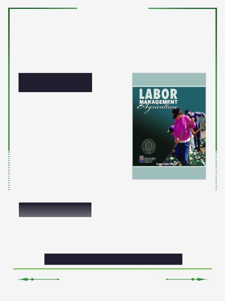 Labor Management in Agriculture Cultivating Personnel Productivity DANR ...