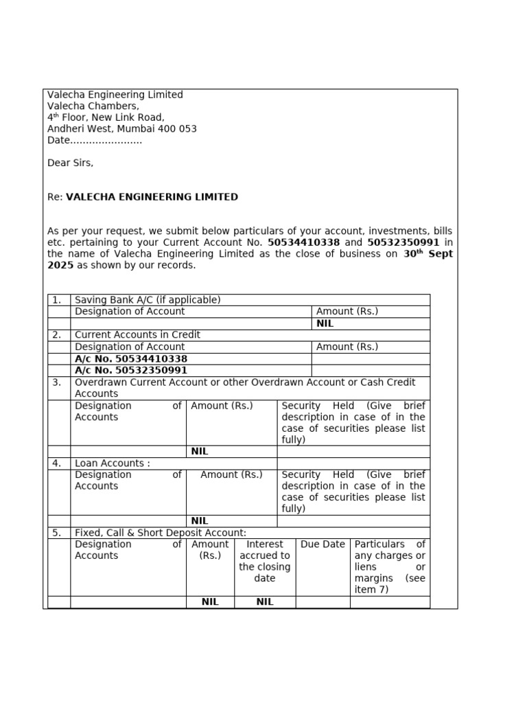 Valecha Engineering Account Summary | PDF | Banks | Securities (Finance)
